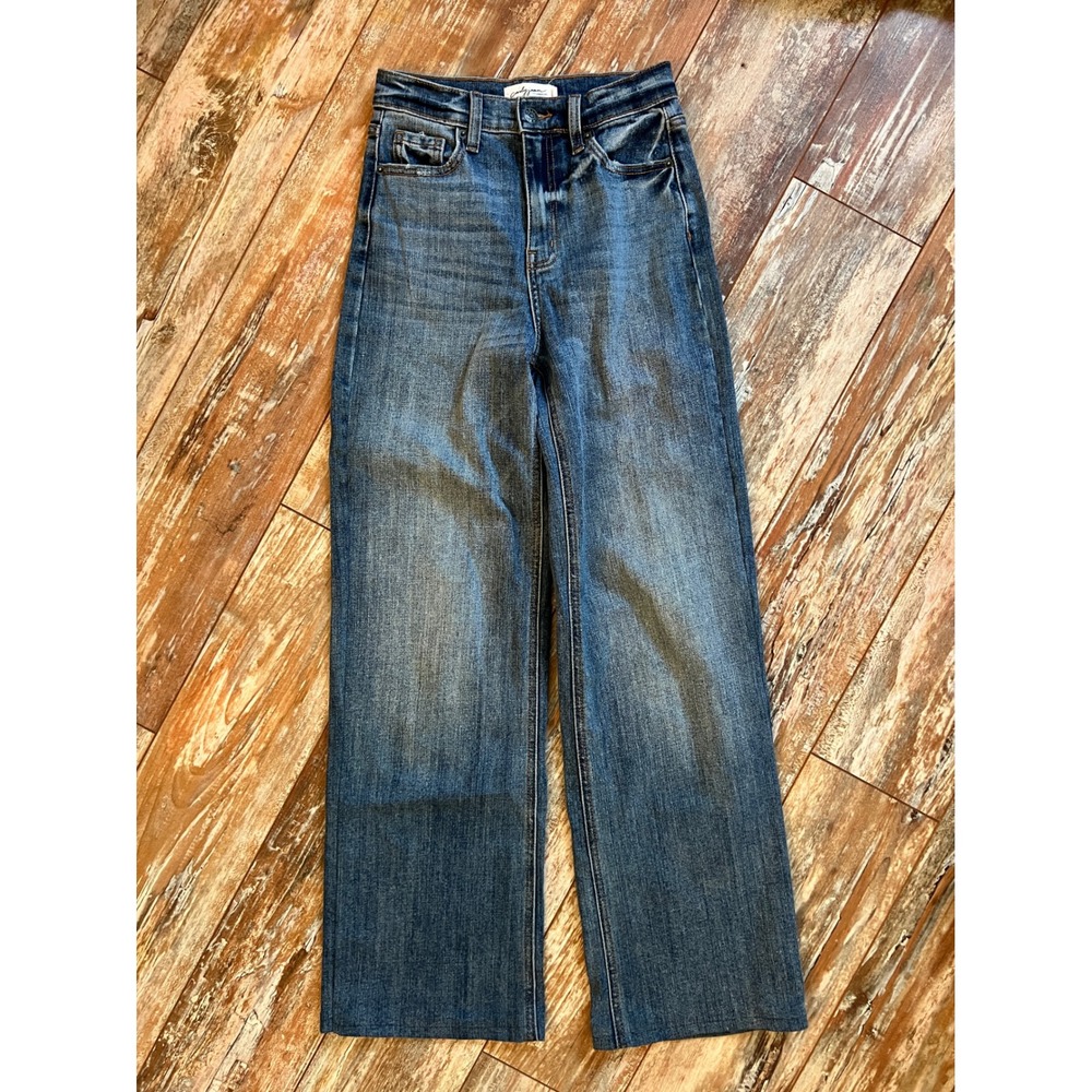 Carly Jean Los Angeles Holland Wide Leg Jeans Blue Denim High Rise Size 00